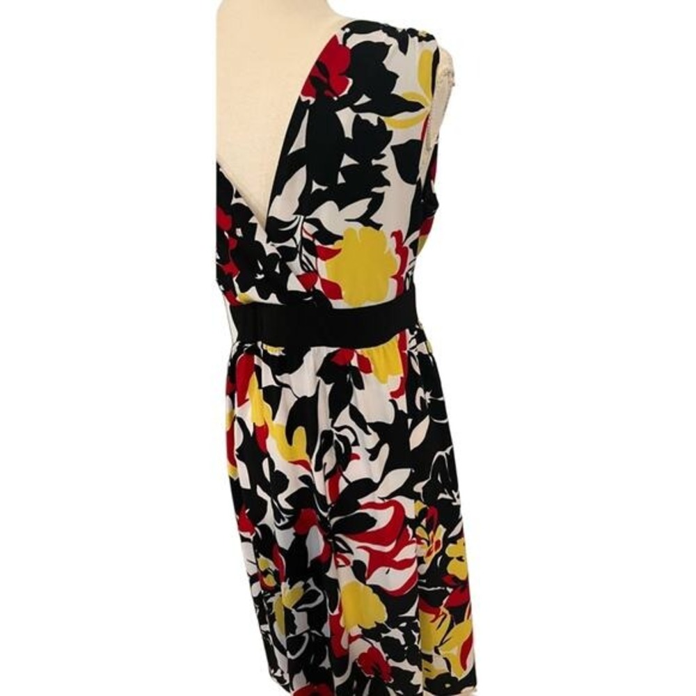 Madison Studio Bright Colorful Sleeveless‎ V-Neck Front Back MIDI Dress Size 14 - Picture 6 of 8